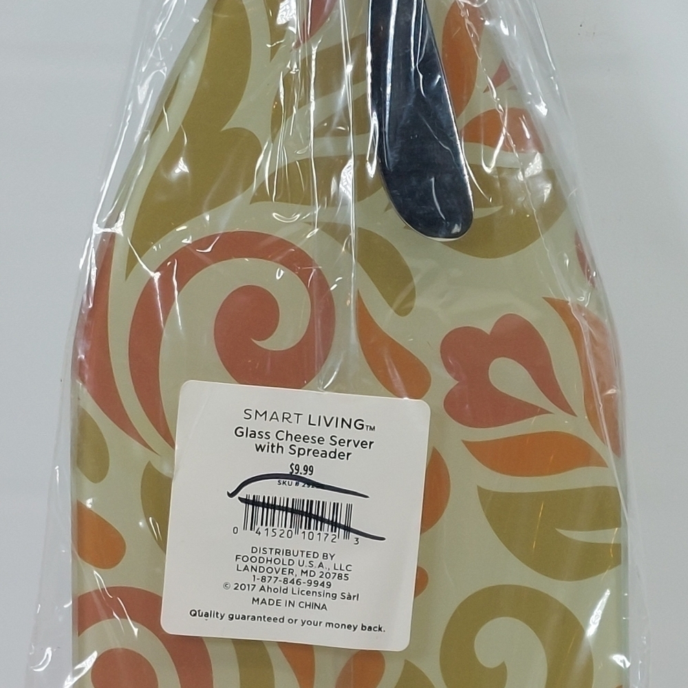 Smart Living Glass Cheese Server With Spreading Knife Brand New